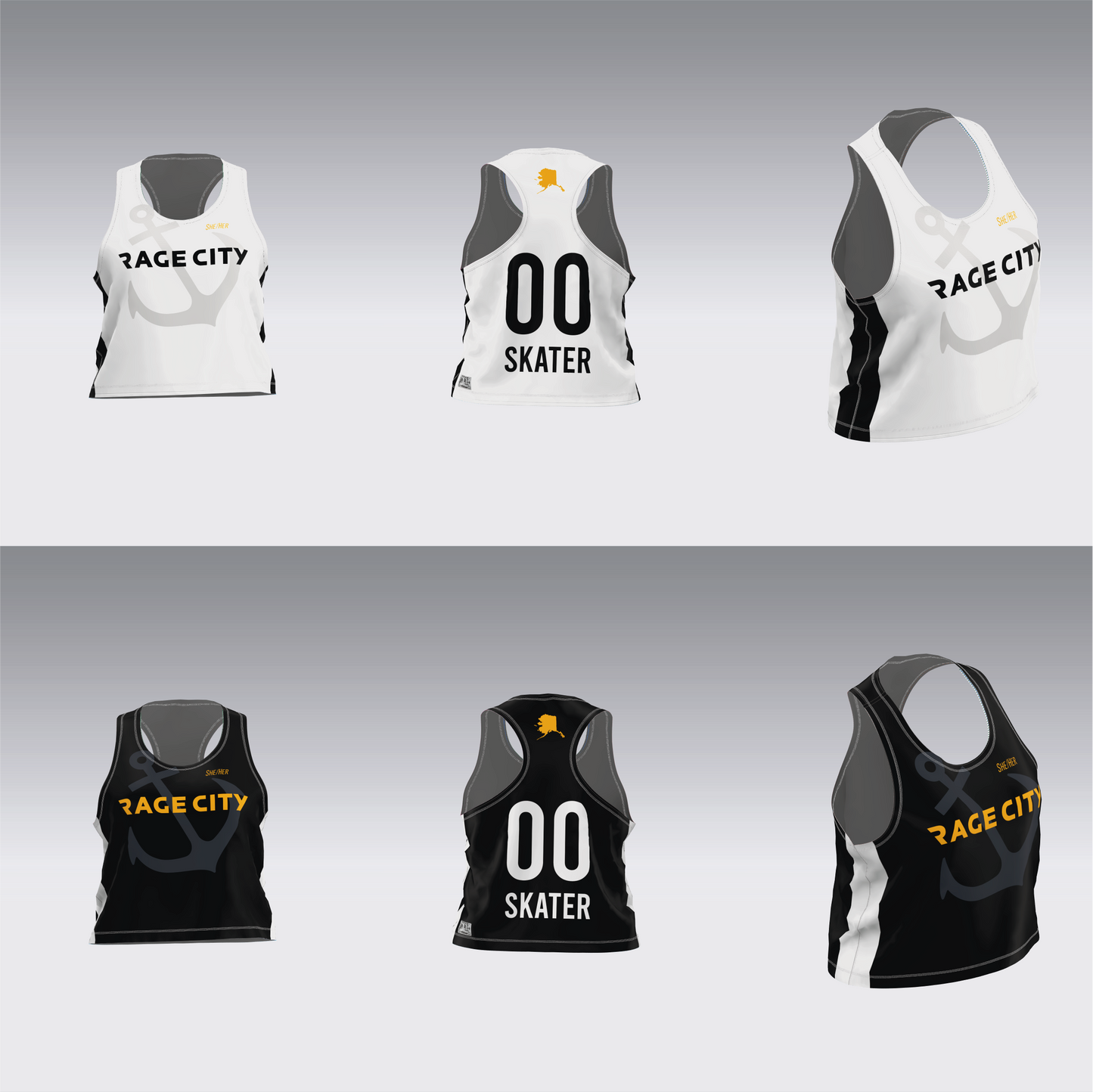 RAGE CITY BLACK AND WHITE TEAM JERSEYS