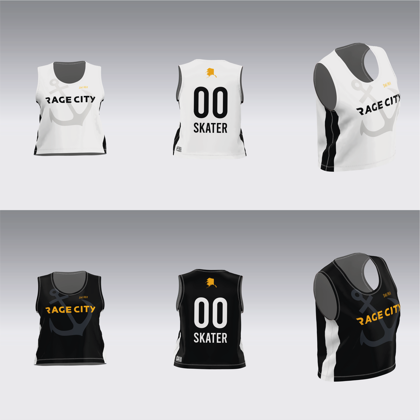 RAGE CITY BLACK AND WHITE TEAM JERSEYS