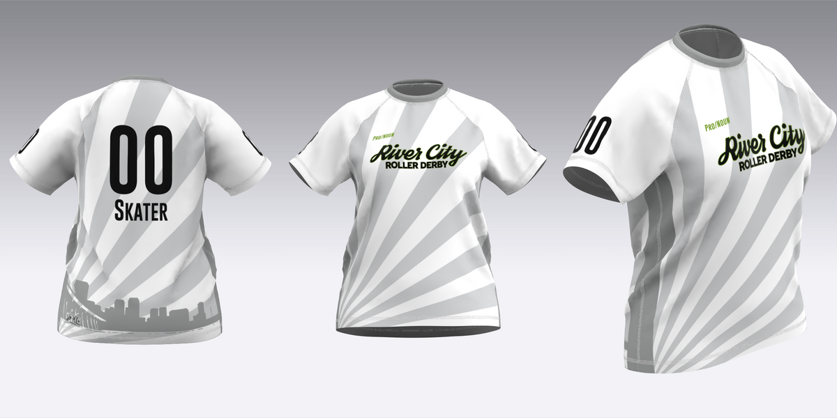 RIVER CITY BLACK AND WHITE TRAVEL JERSEYS