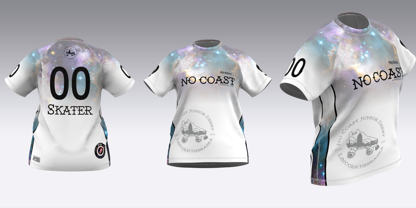 NO COAST PURPLE & WHITE TRAVEL JERSEYS