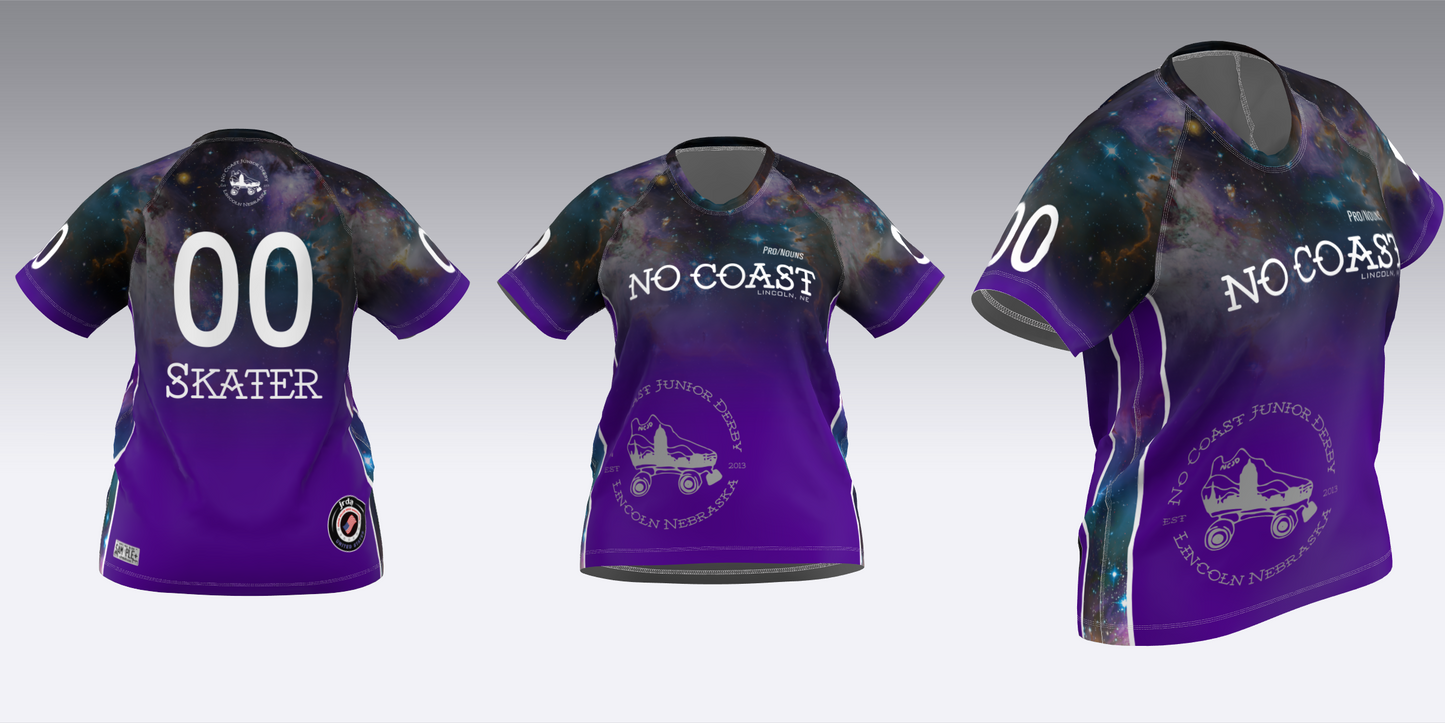 NO COAST PURPLE & WHITE TRAVEL JERSEYS