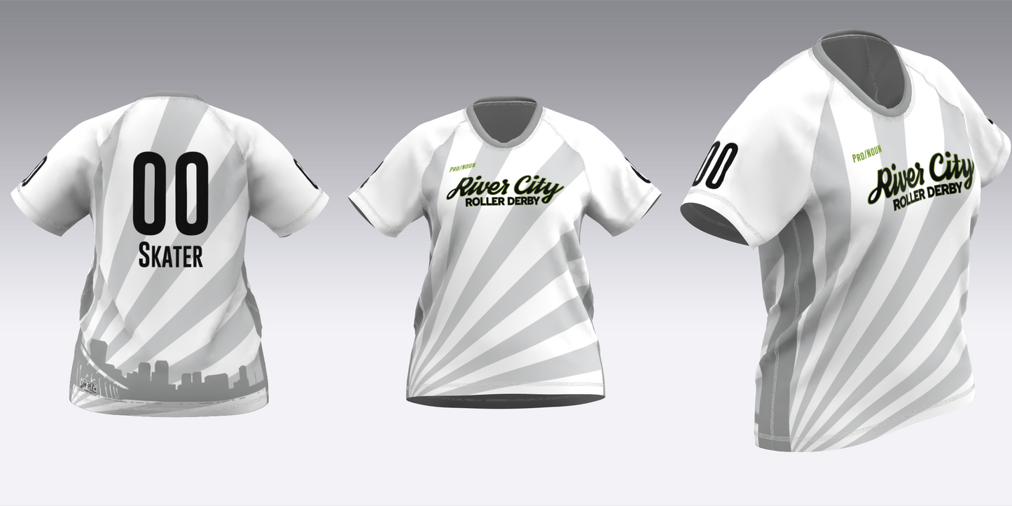 RIVER CITY BLACK AND WHITE TRAVEL JERSEYS