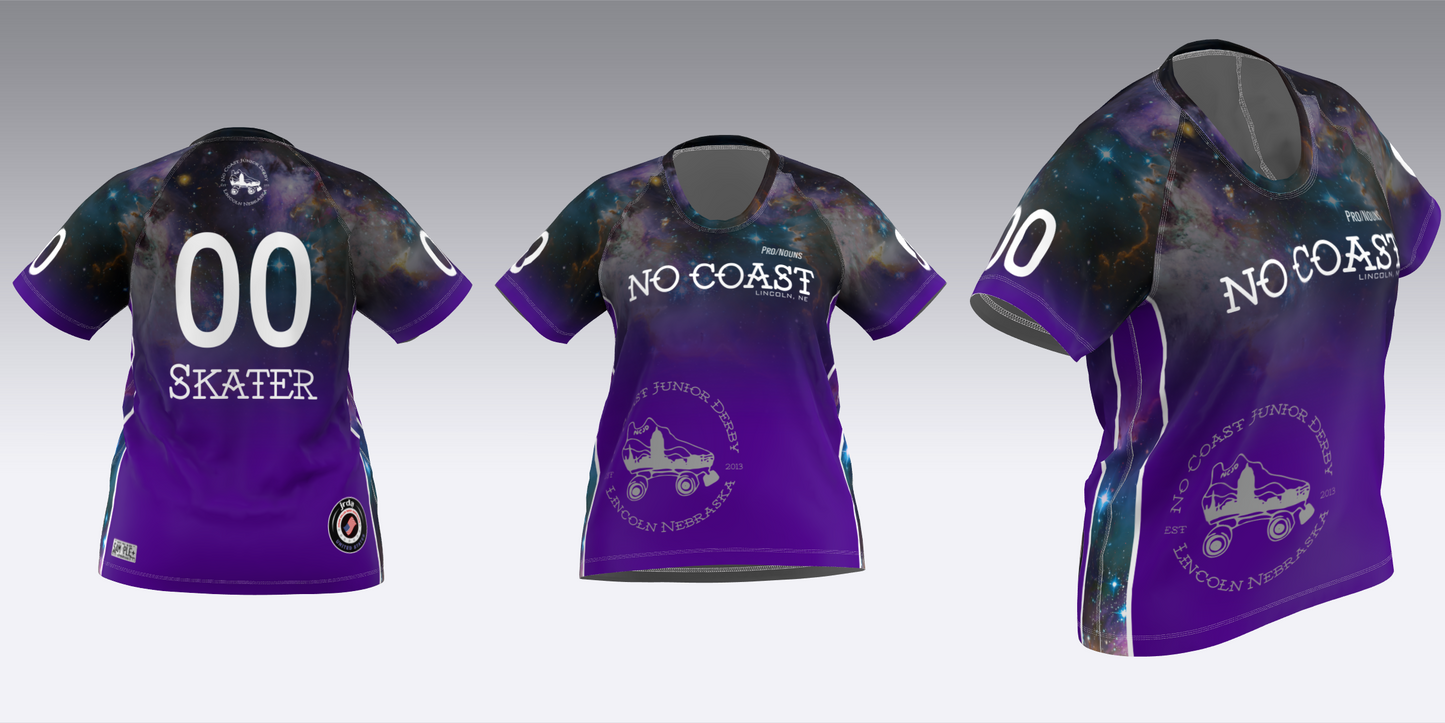 NO COAST PURPLE & WHITE TRAVEL JERSEYS