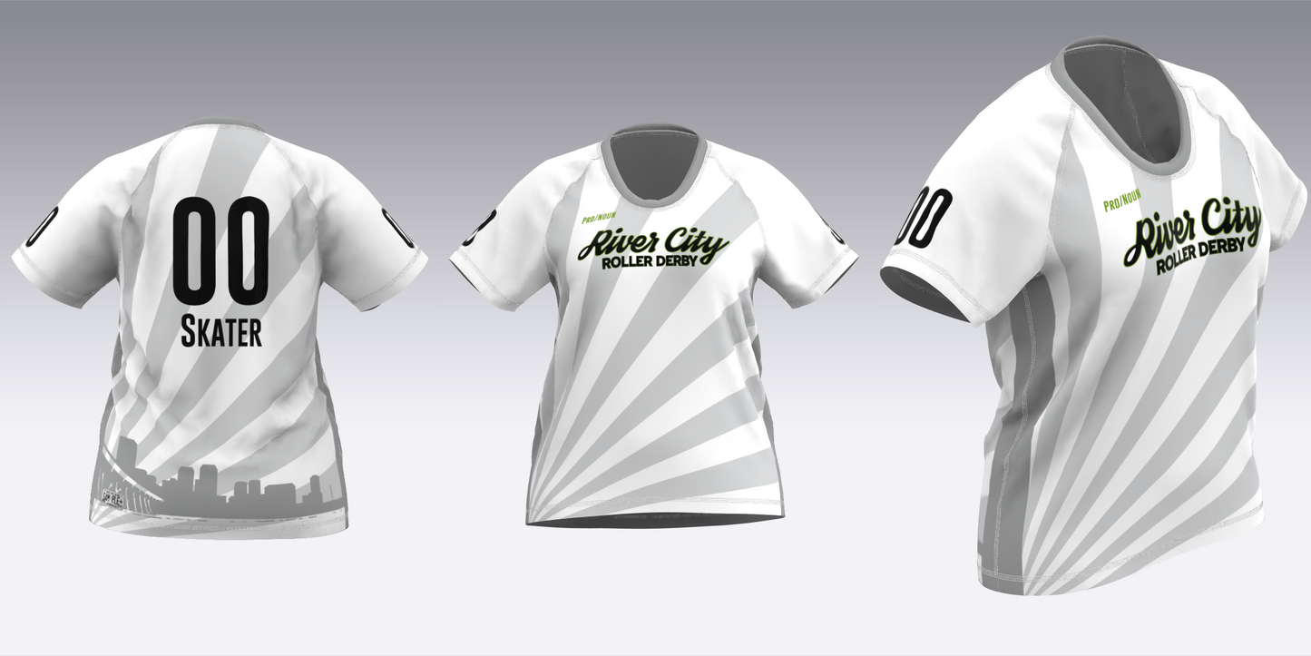 RIVER CITY BLACK AND WHITE TRAVEL JERSEYS