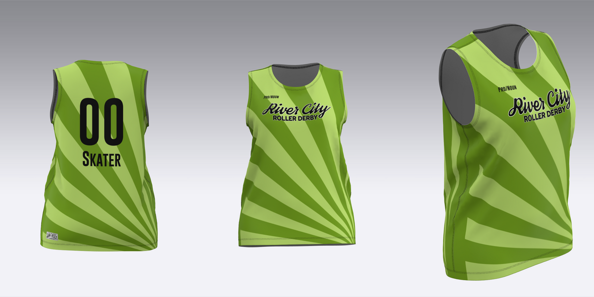 RIVER CITY BLACK AND GREEN TRAVEL JERSEYS