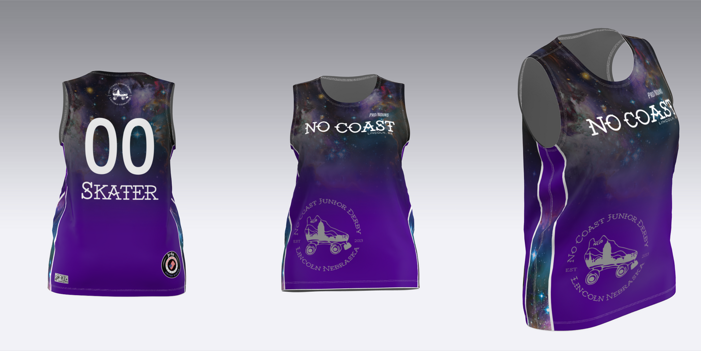 NO COAST PURPLE & WHITE TRAVEL JERSEYS