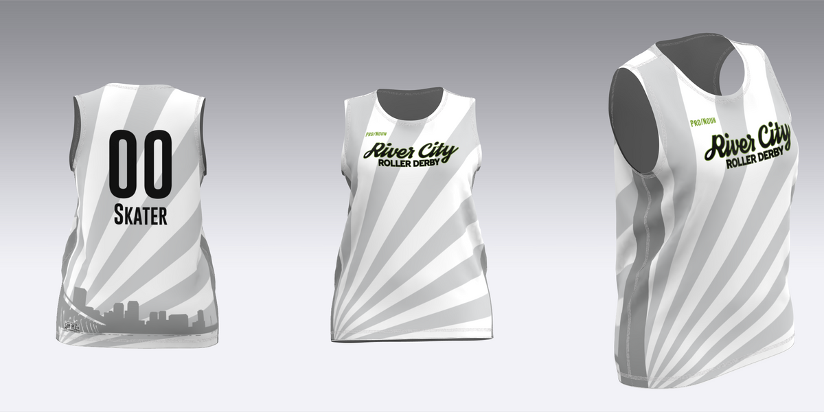 RIVER CITY BLACK AND WHITE TRAVEL JERSEYS