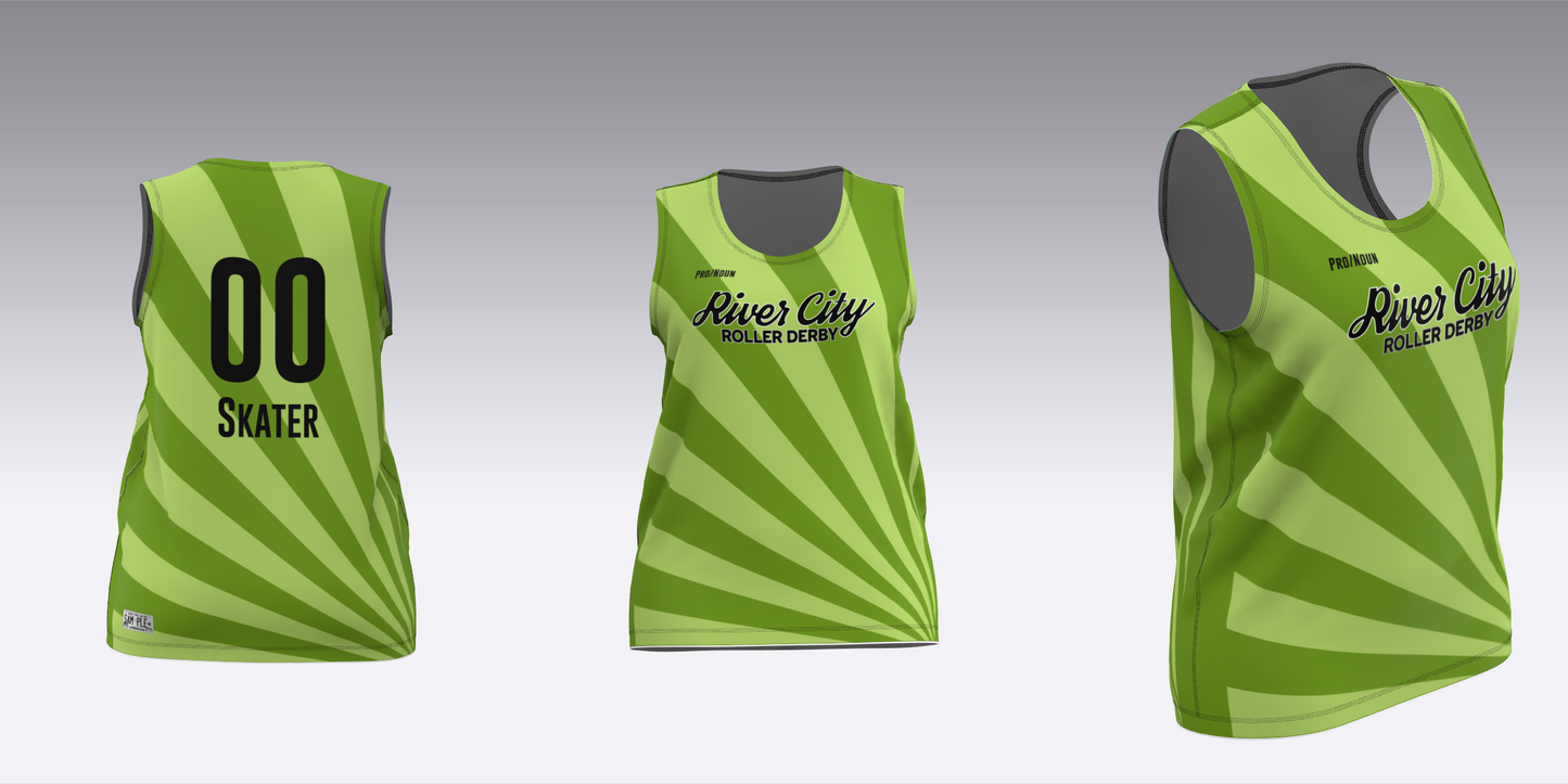 RIVER CITY BLACK AND GREEN TRAVEL JERSEYS