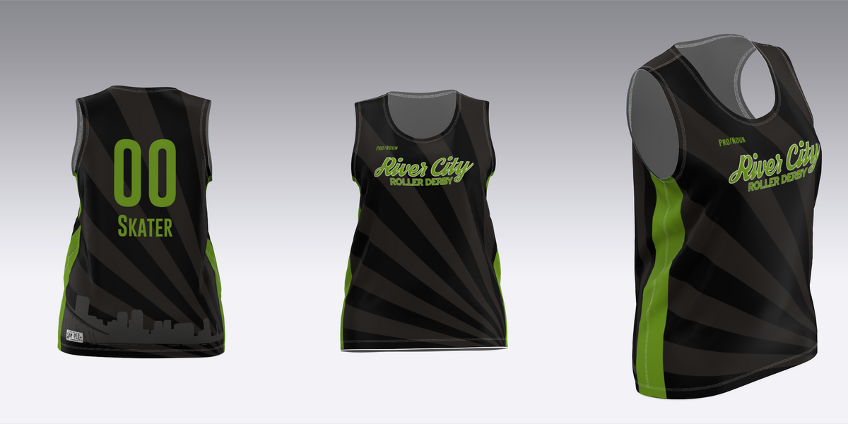 RIVER CITY BLACK AND WHITE TRAVEL JERSEYS