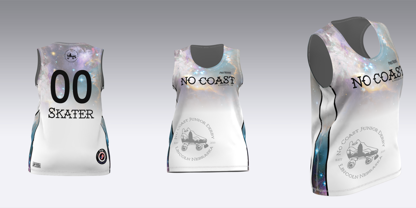 NO COAST PURPLE & WHITE TRAVEL JERSEYS
