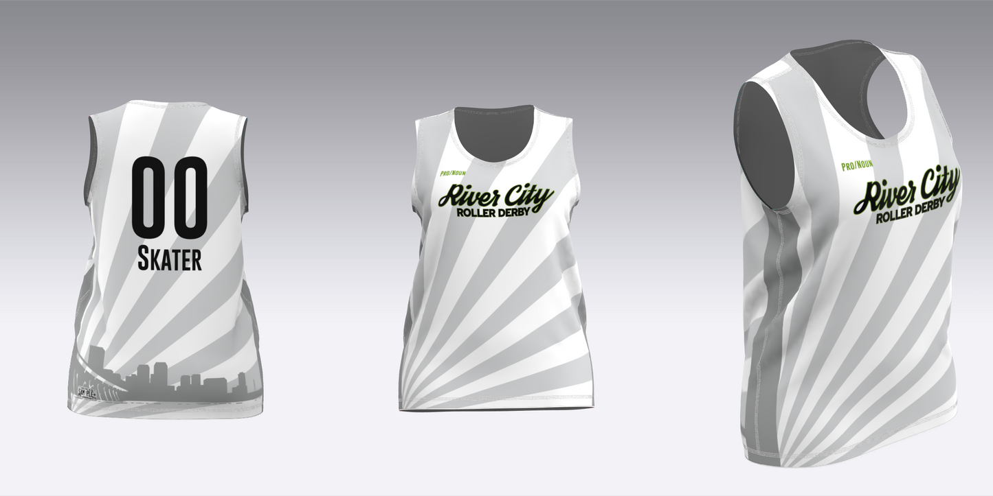 RIVER CITY BLACK AND WHITE TRAVEL JERSEYS