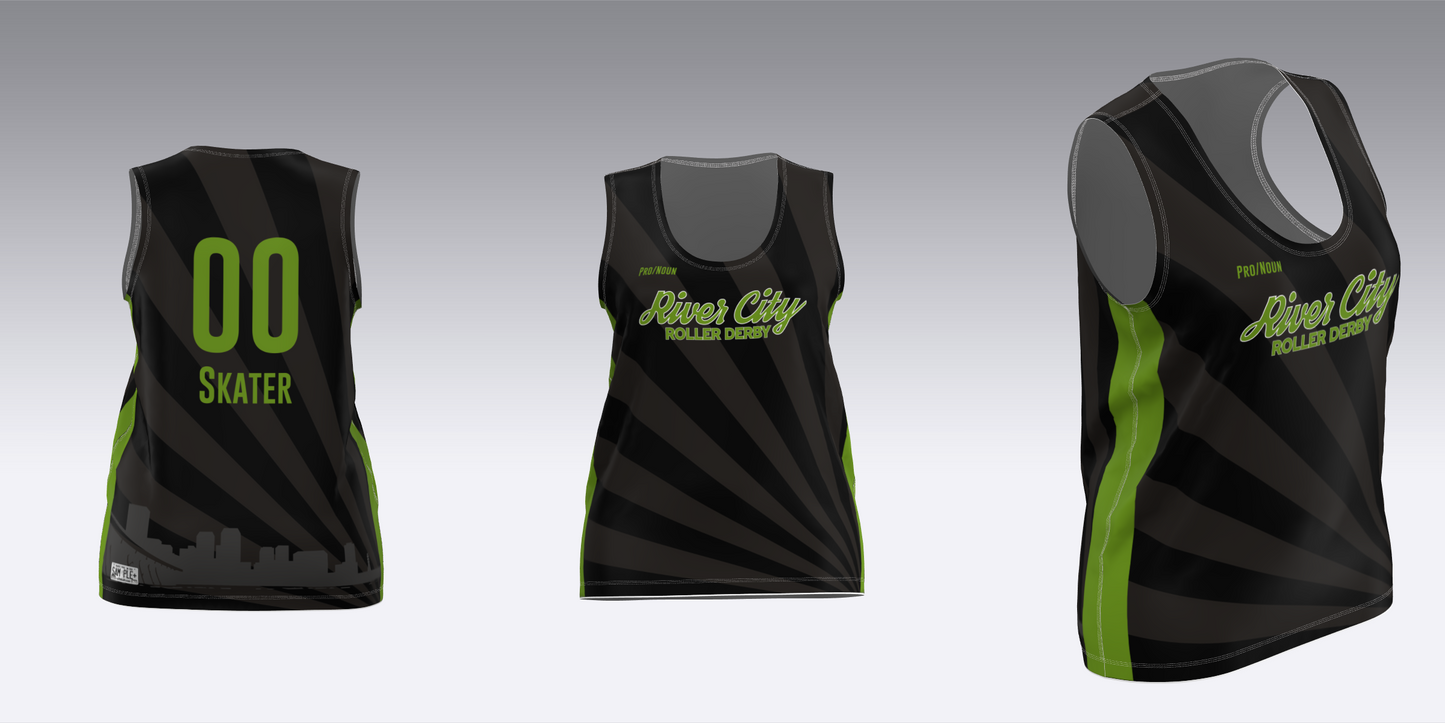 RIVER CITY BLACK AND WHITE TRAVEL JERSEYS