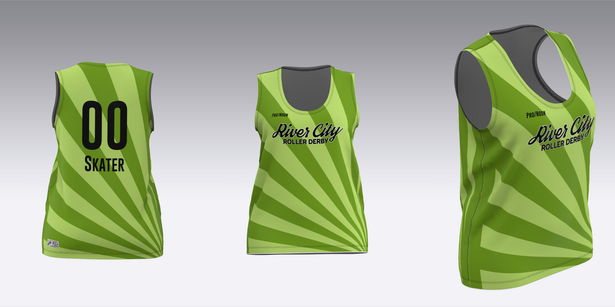 RIVER CITY BLACK AND GREEN TRAVEL JERSEYS