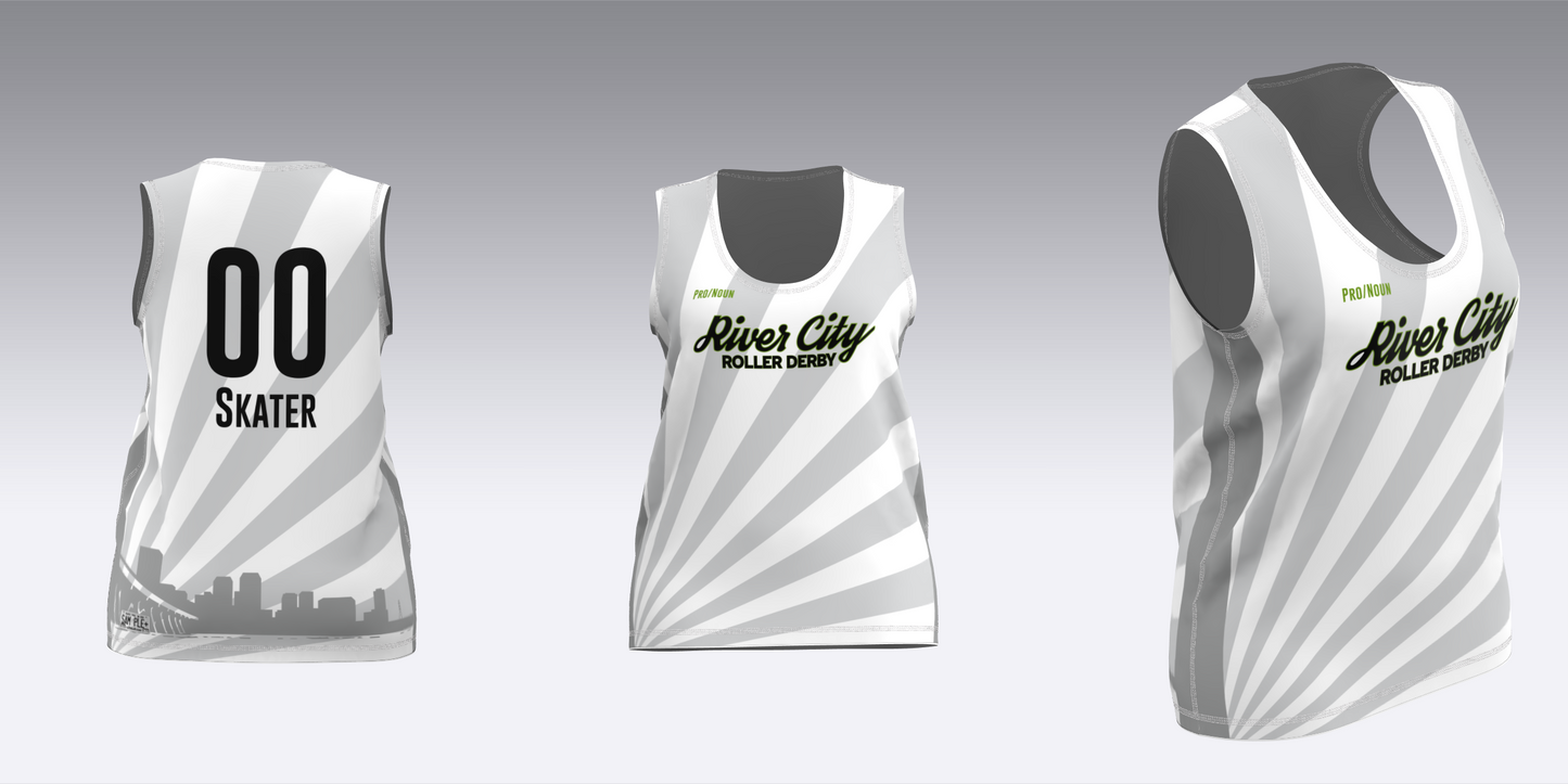 RIVER CITY BLACK AND WHITE TRAVEL JERSEYS