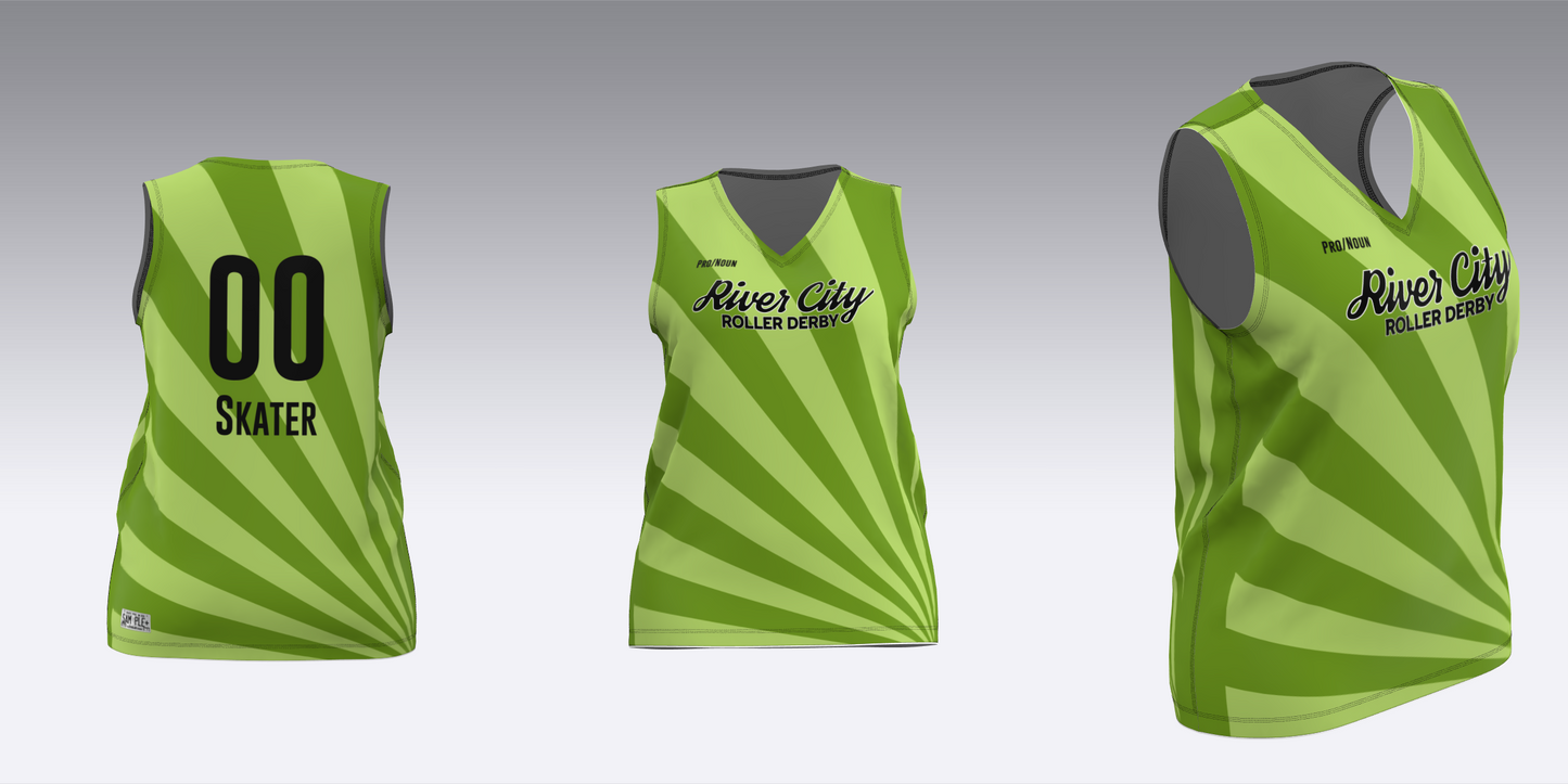 RIVER CITY BLACK AND GREEN TRAVEL JERSEYS