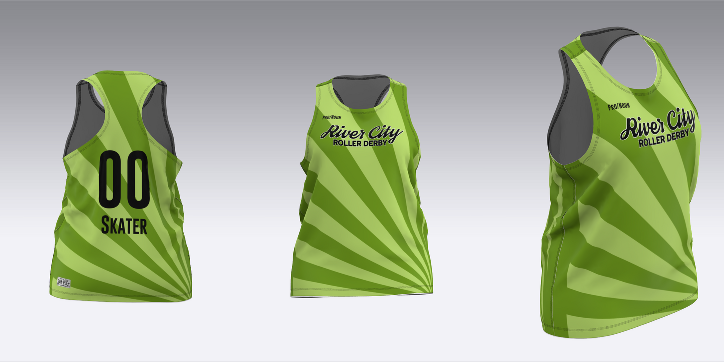 RIVER CITY BLACK AND GREEN TRAVEL JERSEYS