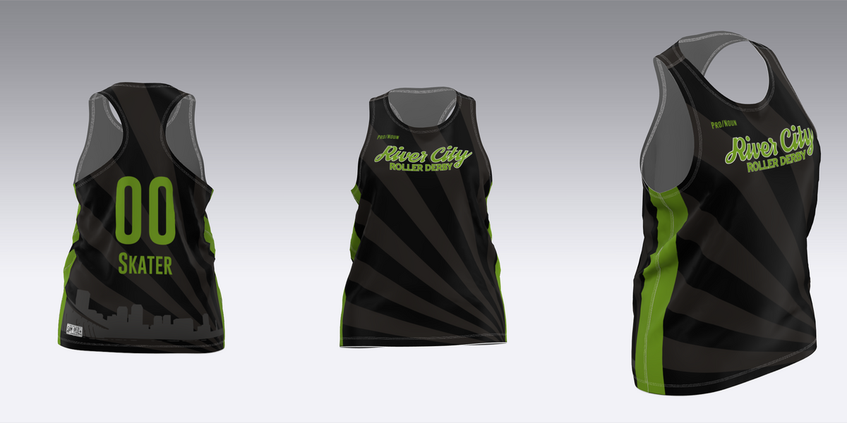 RIVER CITY BLACK AND WHITE TRAVEL JERSEYS