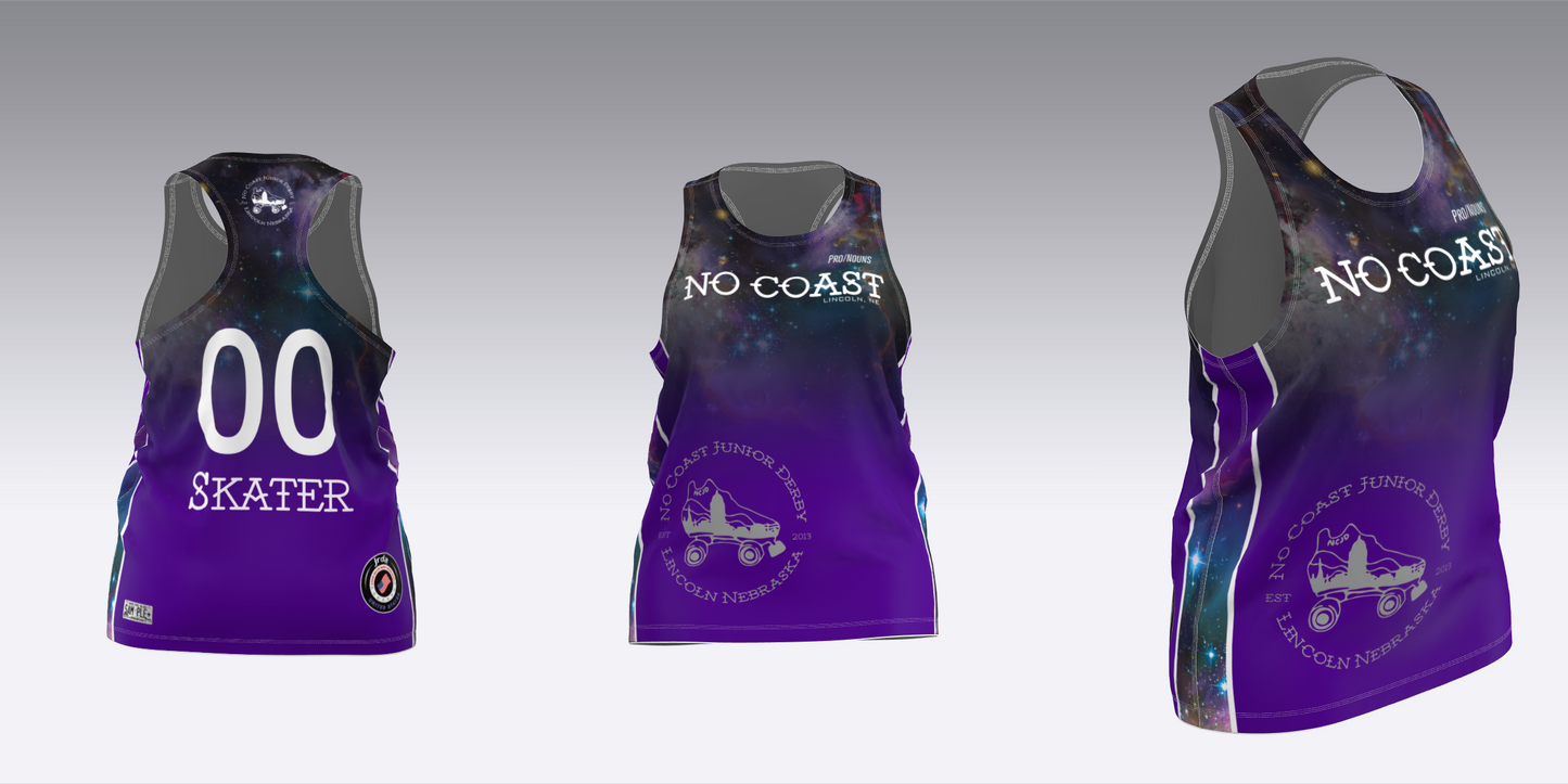 NO COAST PURPLE & WHITE TRAVEL JERSEYS