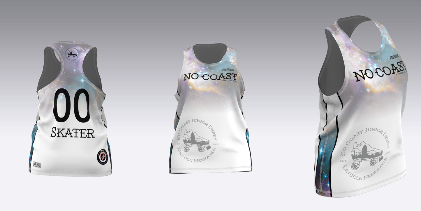 NO COAST PURPLE & WHITE TRAVEL JERSEYS