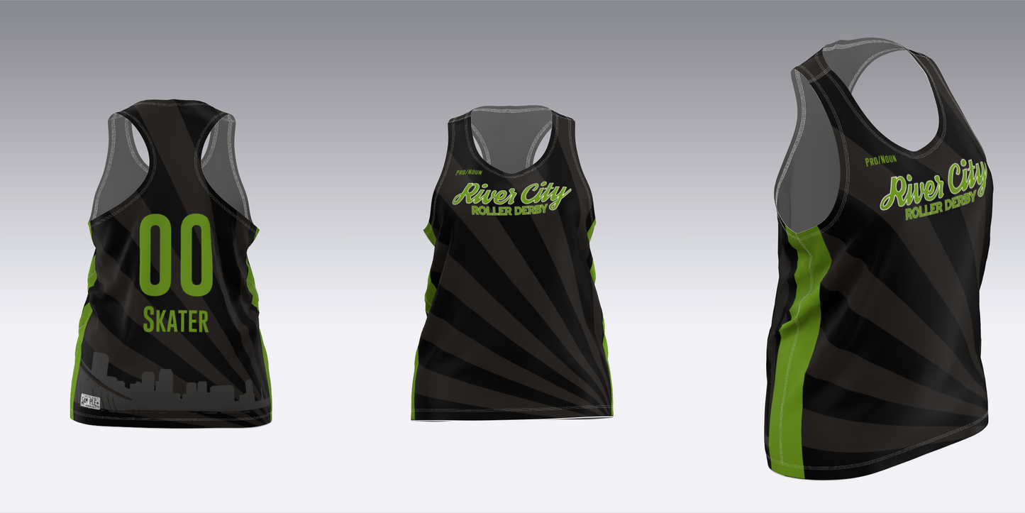 RIVER CITY BLACK AND WHITE TRAVEL JERSEYS