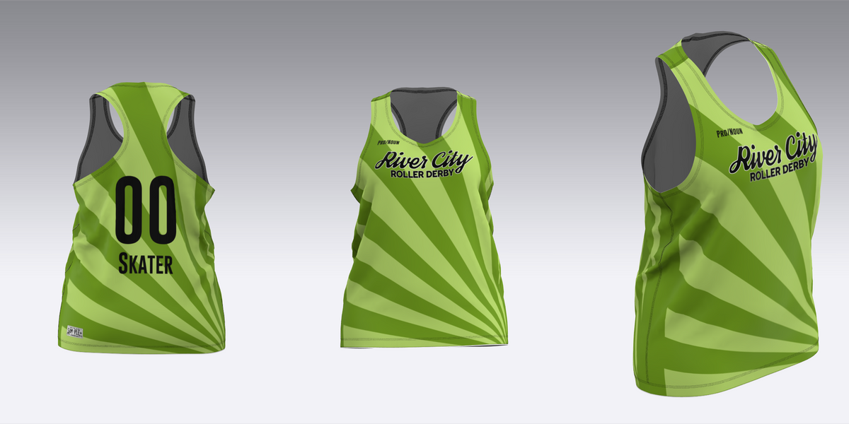 RIVER CITY BLACK AND GREEN TRAVEL JERSEYS