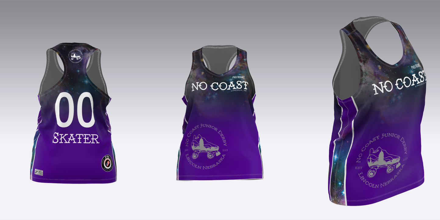 NO COAST PURPLE & WHITE TRAVEL JERSEYS