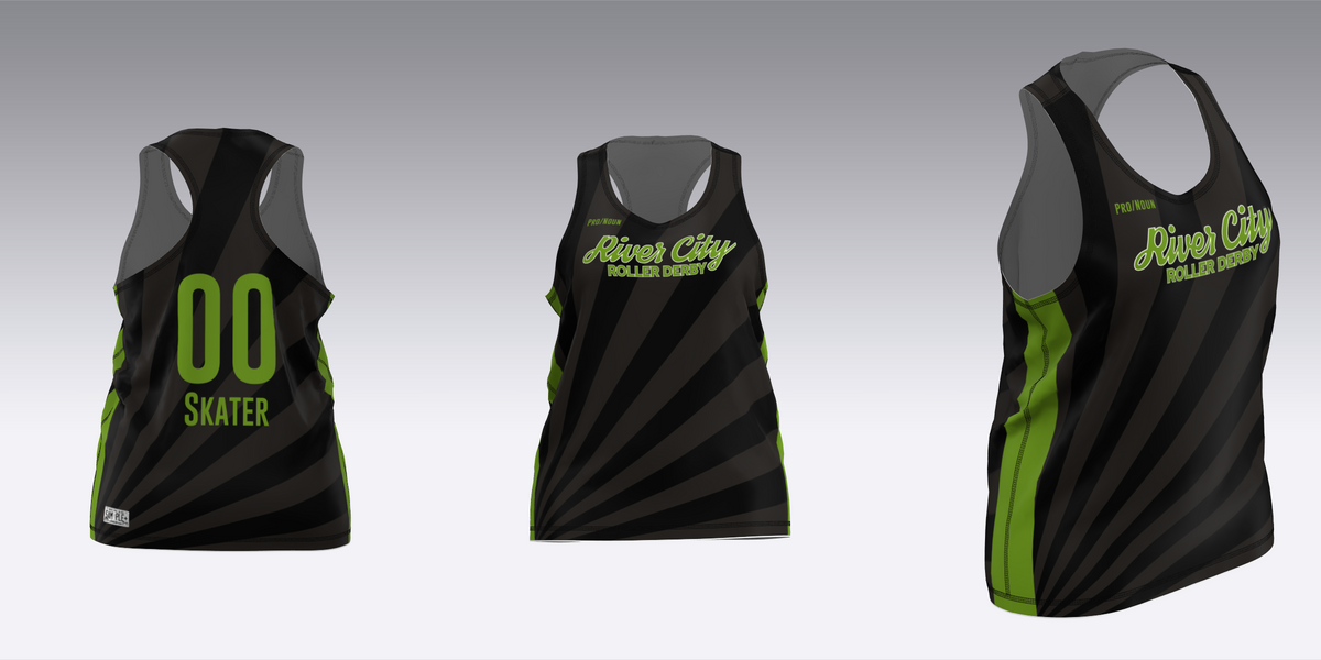RIVER CITY BLACK AND GREEN TRAVEL JERSEYS