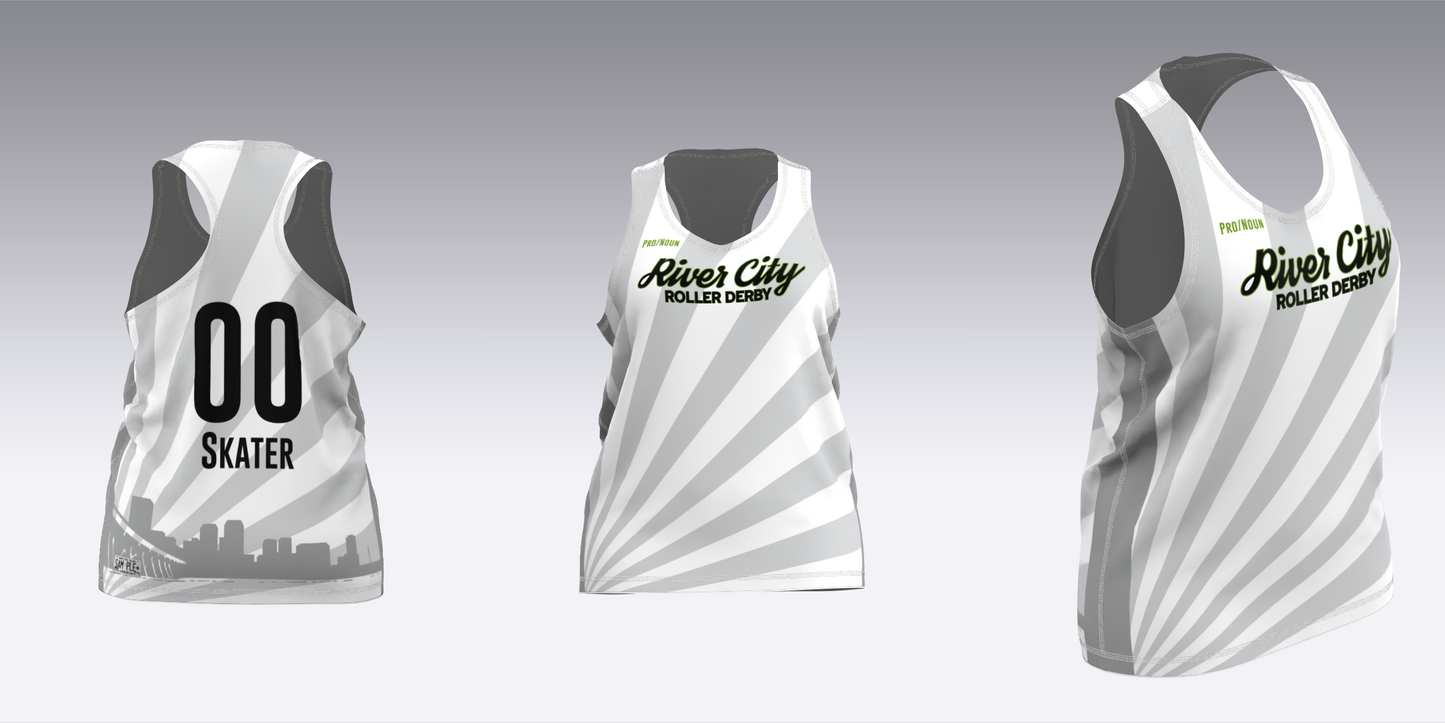 RIVER CITY BLACK AND WHITE TRAVEL JERSEYS