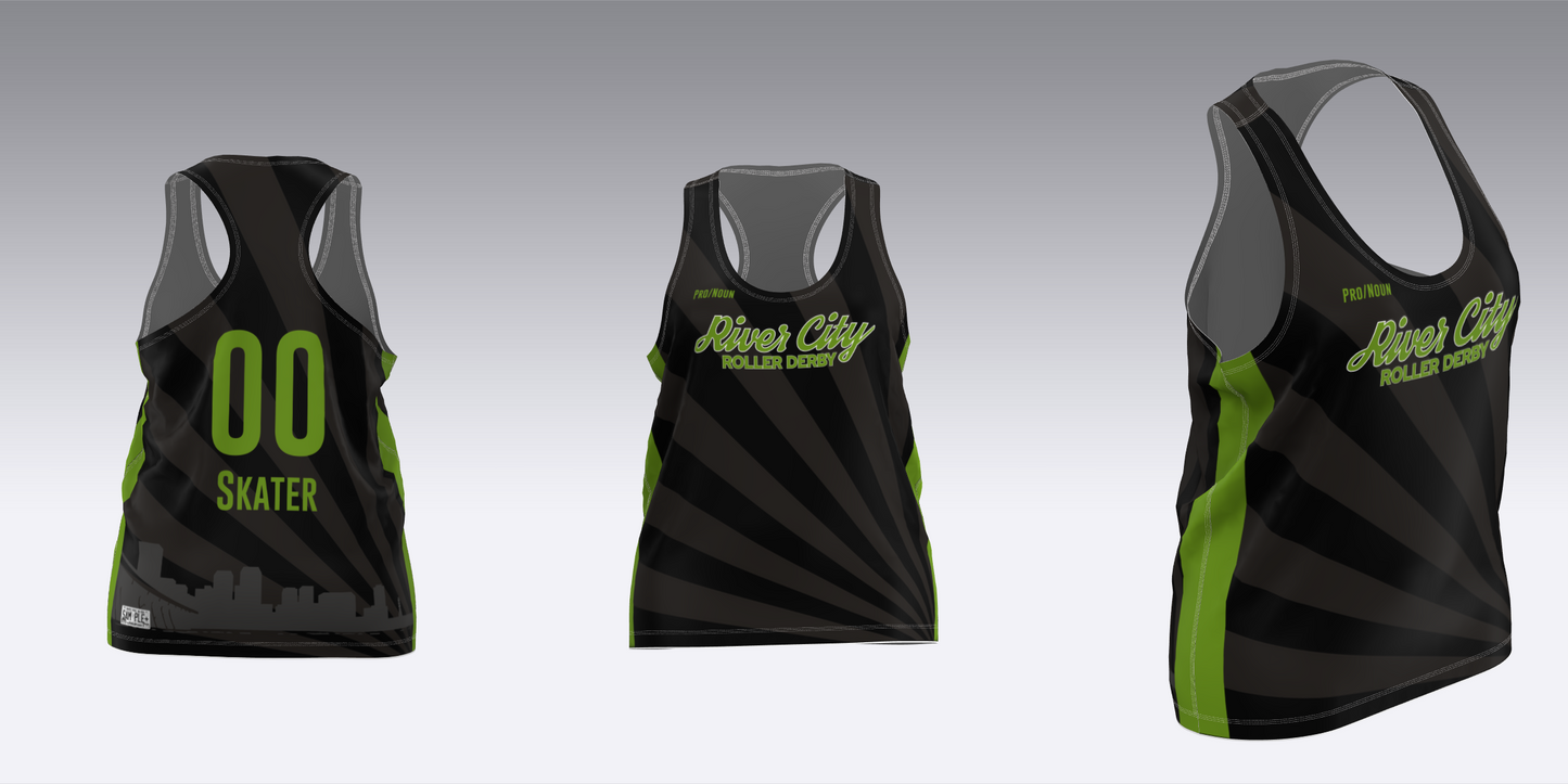 RIVER CITY BLACK AND WHITE TRAVEL JERSEYS