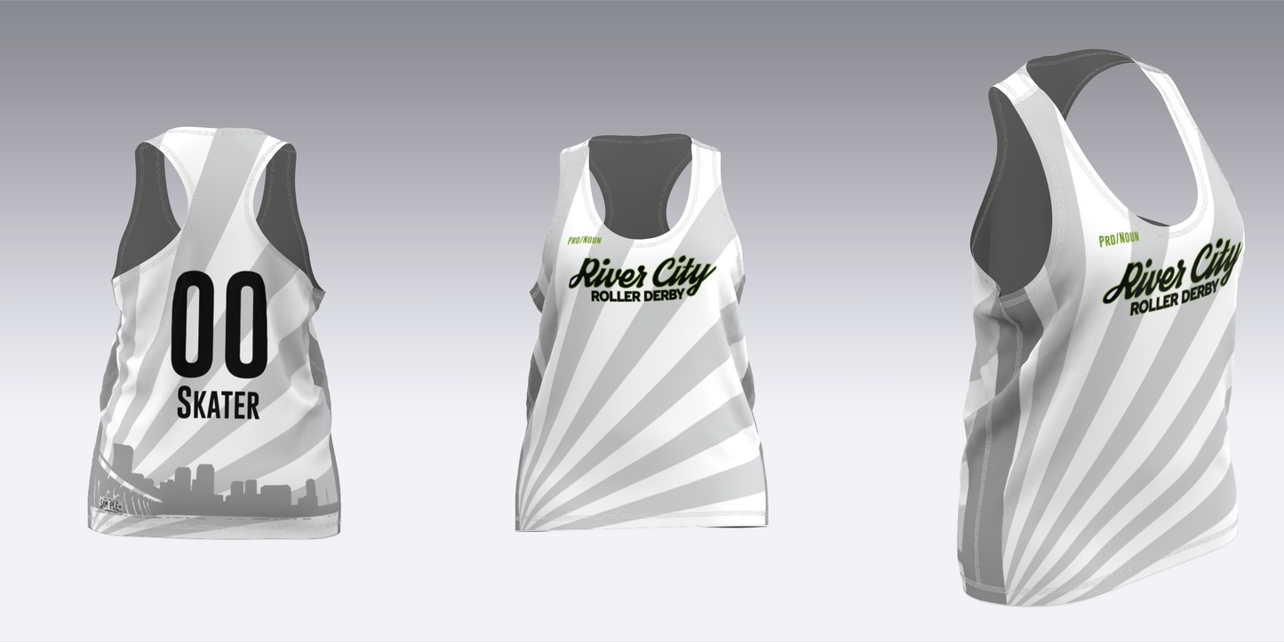 RIVER CITY BLACK AND WHITE TRAVEL JERSEYS
