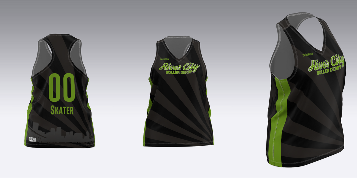 RIVER CITY BLACK AND WHITE TRAVEL JERSEYS