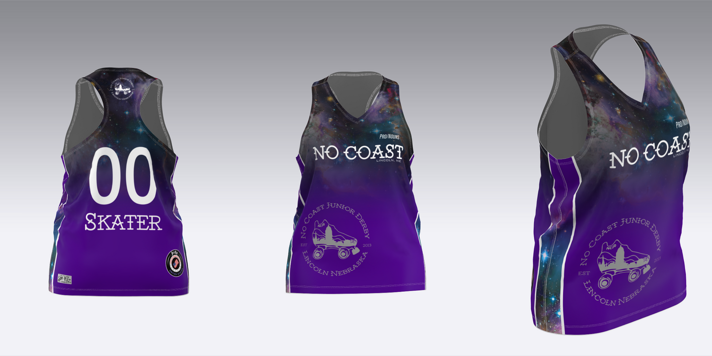 NO COAST PURPLE & WHITE TRAVEL JERSEYS