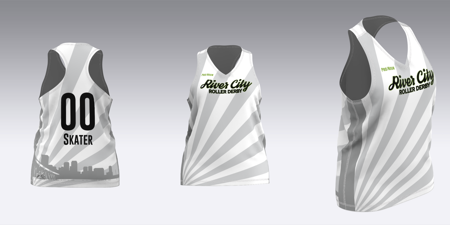 RIVER CITY BLACK AND WHITE TRAVEL JERSEYS