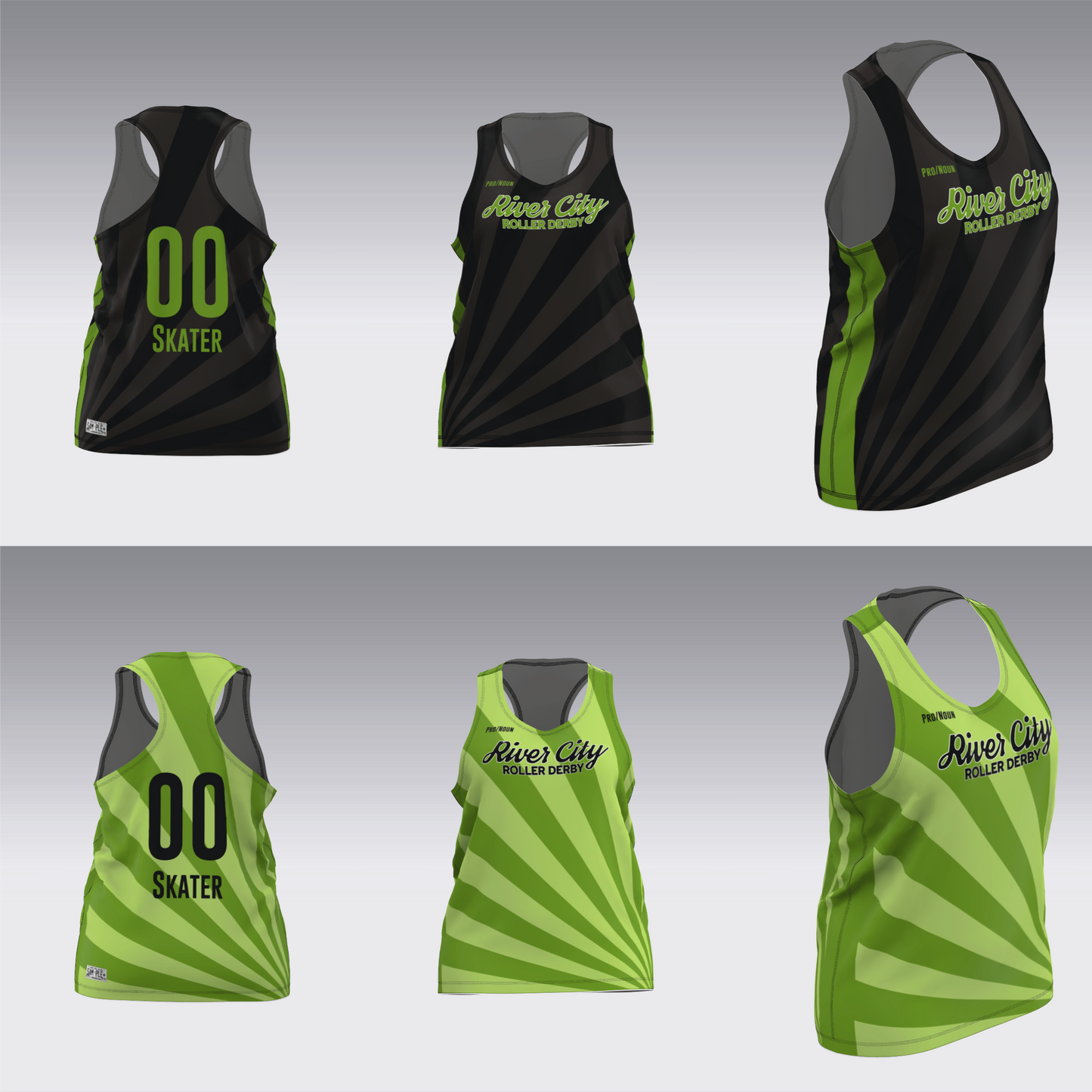 RIVER CITY BLACK AND GREEN TRAVEL JERSEYS