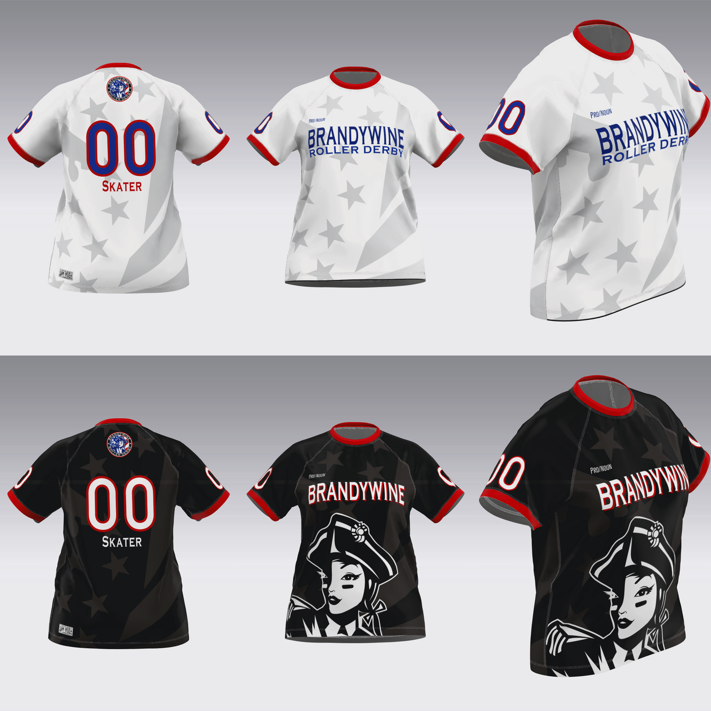 BRANDYWINE ROLLER DERBY TRAVEL JERSEYS
