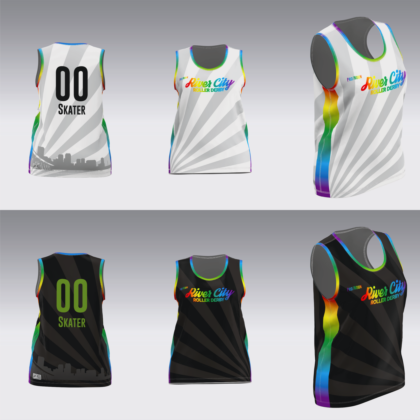 RIVER CITY ROLLER DERBY PRIDE 26 JERSEYS