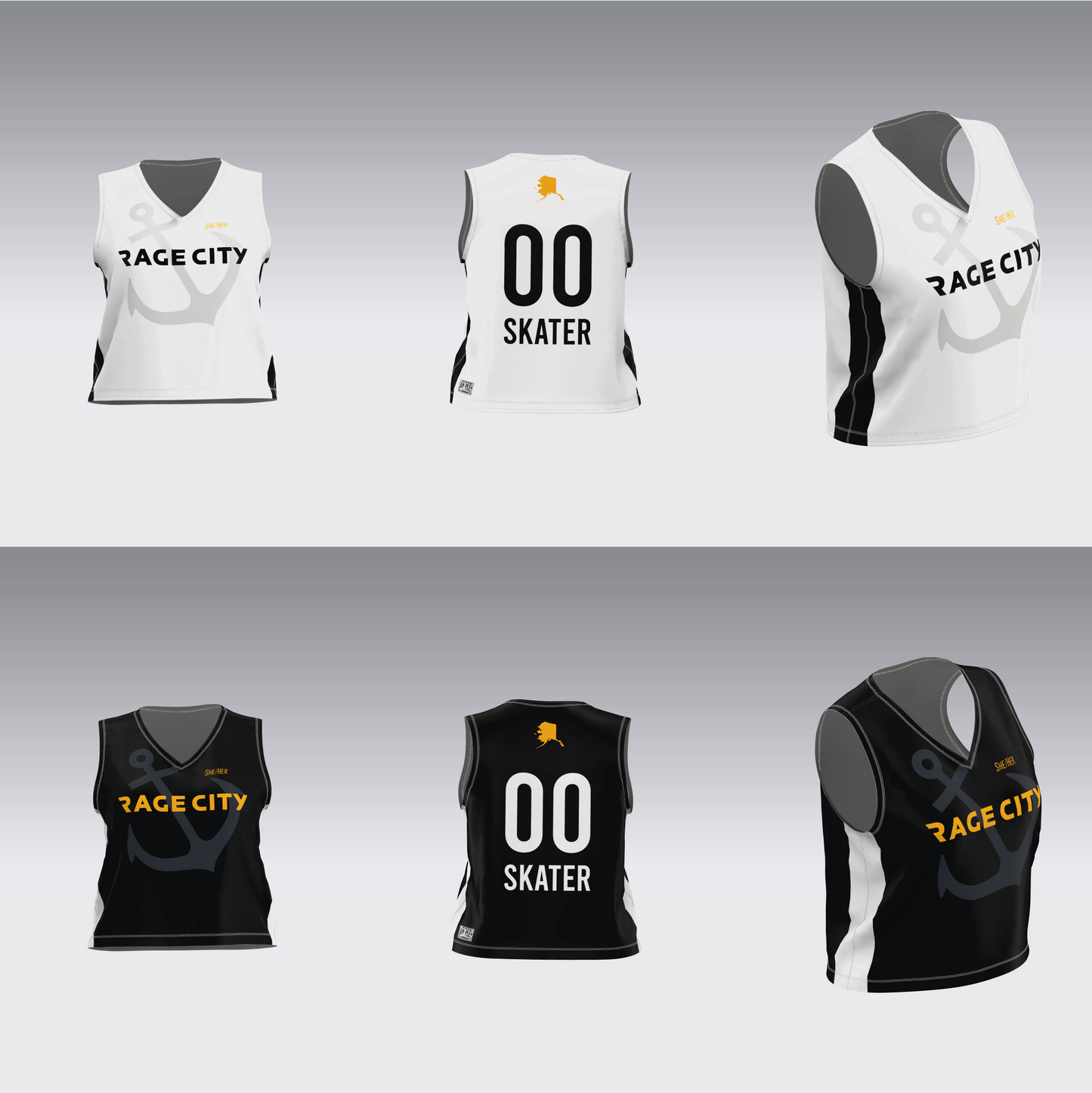 RAGE CITY BLACK AND WHITE TEAM JERSEYS